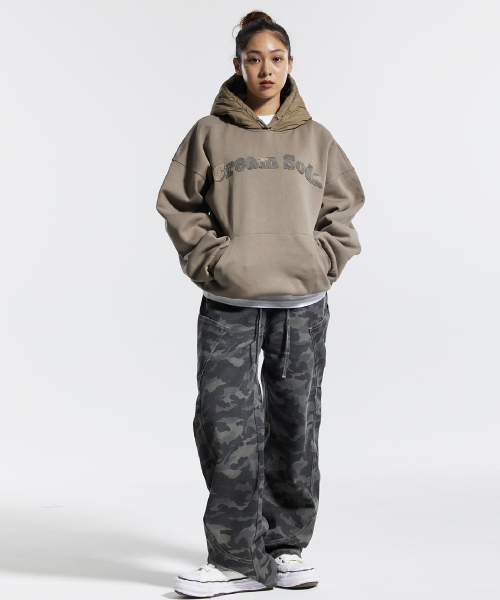 CREAM SODA LAB(クリームソーダラボ)の「フードパディングカモレタリングシャツモカ(パーカー・メンズ・その他・L/XL)」の4枚目の写真