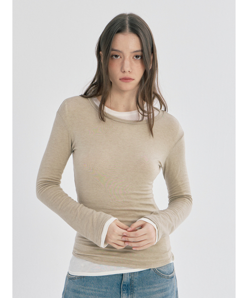 OAFISH(オアフィッシュ)の「BASIC SEE-THROUGH LONG SLEEVE, BEIGE(Tシャツ/カットソー・レディース・その他・ONE SIZE)」の5枚目の写真