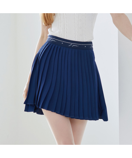 J.JANE(ジェイジェーン)の「アンバランスシフォンプリーツスカート (ネイビー)(スカート・レディース・ネイビー・S/M/XS)」の1枚目の写真
