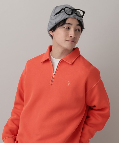 Pigment Half Zip Polo Sweat /ピグメント加工ダンボールハーフジップ