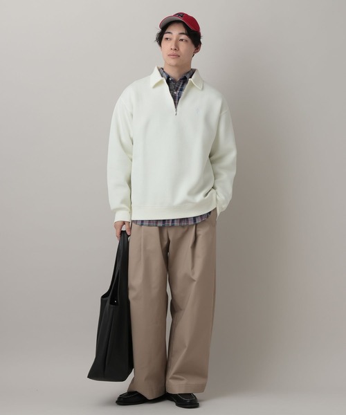 RAGEBLUE（レイジブルー）の「Pigment Half Zip Polo Sweat /ピグメント加工ダンボールハーフジップポロ（スウェット・メンズ・その他19/オフホワイト/ピンク系その他/ネイビー・SMALL/LARGE/MEDIUM）」の5枚目の写真