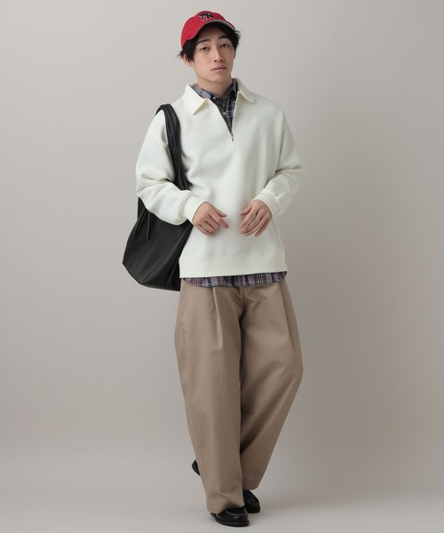 RAGEBLUE（レイジブルー）の「Pigment Half Zip Polo Sweat /ピグメント加工ダンボールハーフジップポロ（スウェット・メンズ・その他19/オフホワイト/ピンク系その他/ネイビー・SMALL/LARGE/MEDIUM）」の6枚目の写真