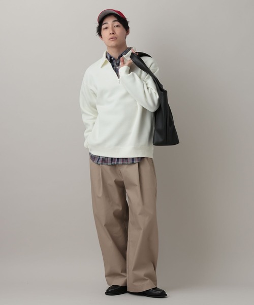 Pigment Half Zip Polo Sweat /ピグメント加工ダンボールハーフジップ