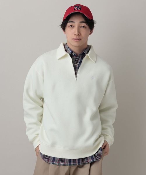RAGEBLUE（レイジブルー）の「Pigment Half Zip Polo Sweat /ピグメント加工ダンボールハーフジップポロ（スウェット・メンズ・その他19/オフホワイト/ピンク系その他/ネイビー・SMALL/LARGE/MEDIUM）」の8枚目の写真