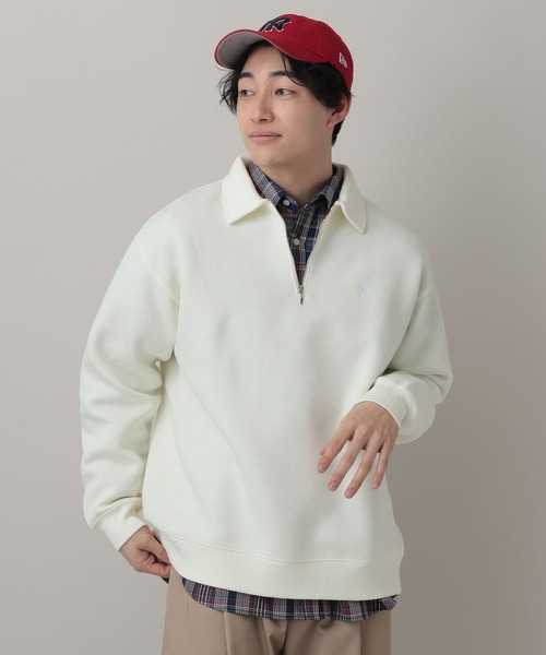 RAGEBLUE（レイジブルー）の「Pigment Half Zip Polo Sweat /ピグメント加工ダンボールハーフジップポロ（スウェット・メンズ・その他19/オフホワイト/ピンク系その他/ネイビー・SMALL/LARGE/MEDIUM）」の10枚目の写真