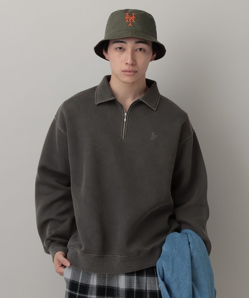 RAGEBLUE（レイジブルー）の「Pigment Half Zip Polo Sweat /ピグメント加工ダンボールハーフジップポロ（スウェット・メンズ・その他19/オフホワイト/ピンク系その他/ネイビー・SMALL/LARGE/MEDIUM）」の14枚目の写真