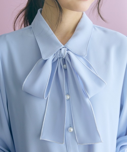 marun（マルン）の「＜大きいサイズ＞配色リボン使いブラウス marun（シャツ/ブラウス・レディース・オフホワイト/サックスブルー・5L/4L/3L/LL/L）」の20枚目の写真