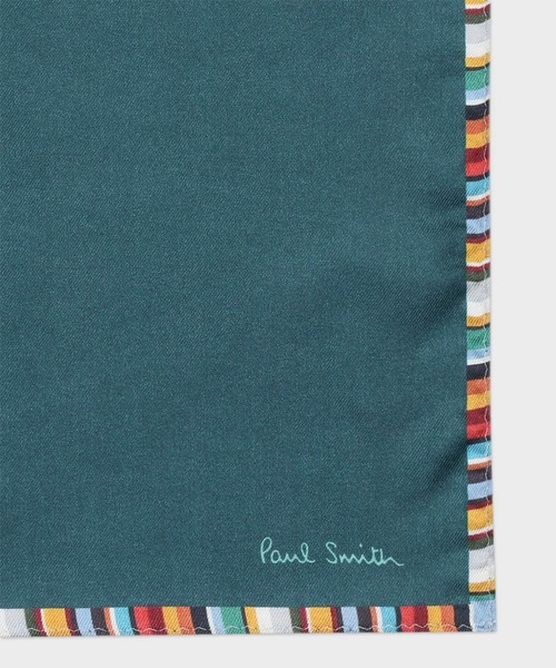 Paul Smith(ポールスミス)の「ブロッキングシグネチャートリム ポケットチーフ【160381 CHIF】(ポケットチーフ・メンズ・グリーン/レッド・FREE)」の3枚目の写真