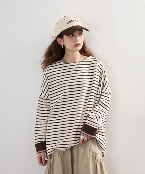 Arinomama(アリノママ)の「Arinomama ダブルカフスボーダーロンT(Tシャツ/カットソー・レディース・ピンク系その他/ホワイト×ブラウン/ホワイト×ネイビー/ブラック×グレー・FREE)」の17枚目の写真