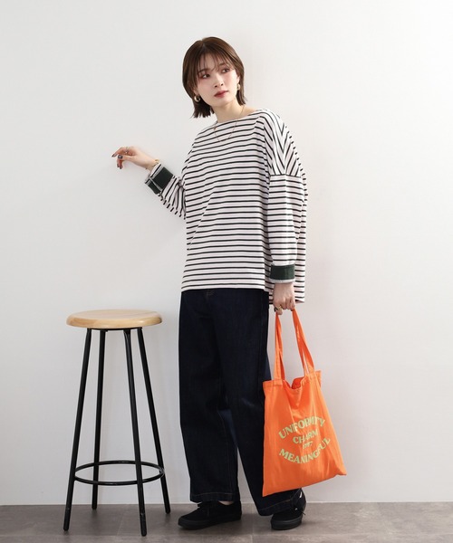 Arinomama(アリノママ)の「Arinomama ダブルカフスボーダーロンT(Tシャツ/カットソー・レディース・ピンク系その他/ホワイト×ブラウン/ホワイト×ネイビー/ブラック×グレー・FREE)」の20枚目の写真