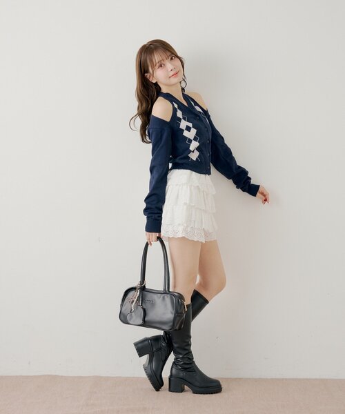 Chico(チコ)の「肩スリットアーガイルニット(ニット/セーター・レディース・グレー/ネイビー/アイボリー・FREE)」の19枚目の写真