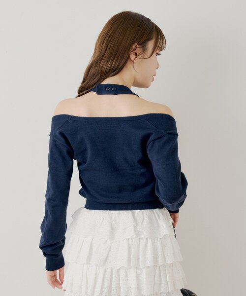 Chico(チコ)の「肩スリットアーガイルニット(ニット/セーター・レディース・グレー/ネイビー/アイボリー・FREE)」の18枚目の写真