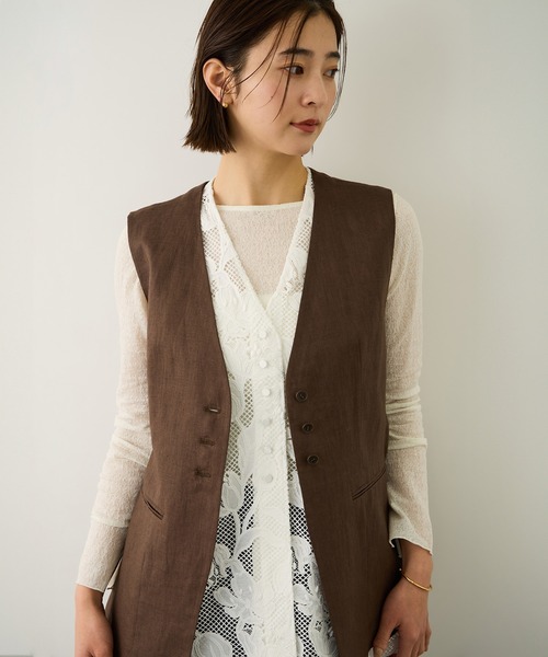 ROPE'（ロペ）の「エンブロイダリーフラワーレースジレ（ベスト・レディース・ブラック・FREE）」の14枚目の写真