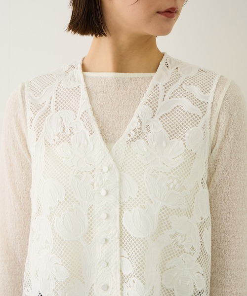 ROPE'（ロペ）の「エンブロイダリーフラワーレースジレ（ベスト・レディース・ブラック・FREE）」の20枚目の写真