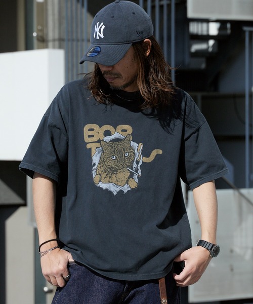 REMI RELIEF(レミレリーフ)の「REMI RELIEF/レミレリーフ HARD SP加工20/-天竺BIGサイズT(BOB) 肩落ちシルエット クルーネックTシャツ 2026年春夏(Tシャツ/カットソー・メンズ・ブラック/オフホワイト・M/L/XL)」の2枚目の写真