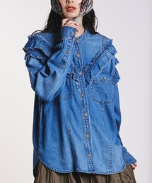 ROSE BUD（ローズバッド）の「FRILL DENIM SHIRTS（シャツ/ブラウス）」