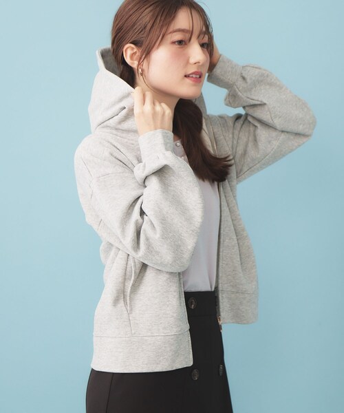 index（インデックス）の「ラメ裏毛コンパクトジップパーカー【洗濯機OK】（パーカー・レディース・ネイビー/ナチュラル/グレー・00）」の4枚目の写真