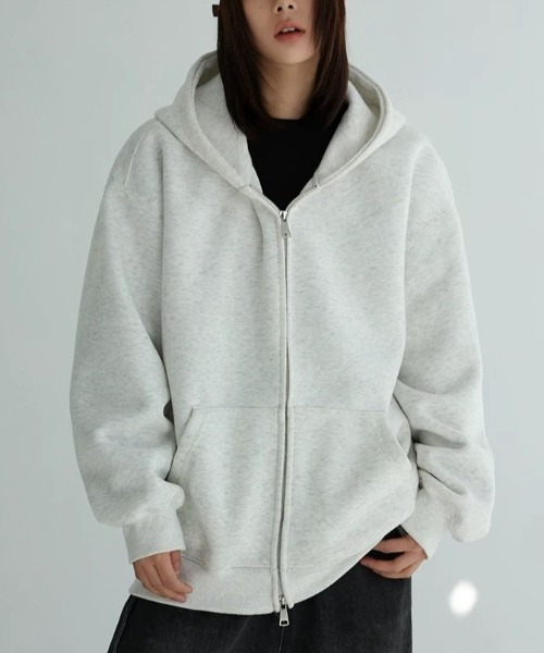 Beststore（ベストストア）の「フード付き ダブルジップ パーカー（パーカー・レディース・ネイビー/オフホワイト/ライトグレー/ブラック/アイボリー・L/M）」の13枚目の写真