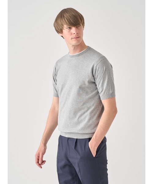 JOHN SMEDLEY(ジョンスメドレー)の「半袖コットンニットTシャツ(ニット/セーター・メンズ・グレー・XX-LARGE/L/XL/M/S)」の3枚目の写真