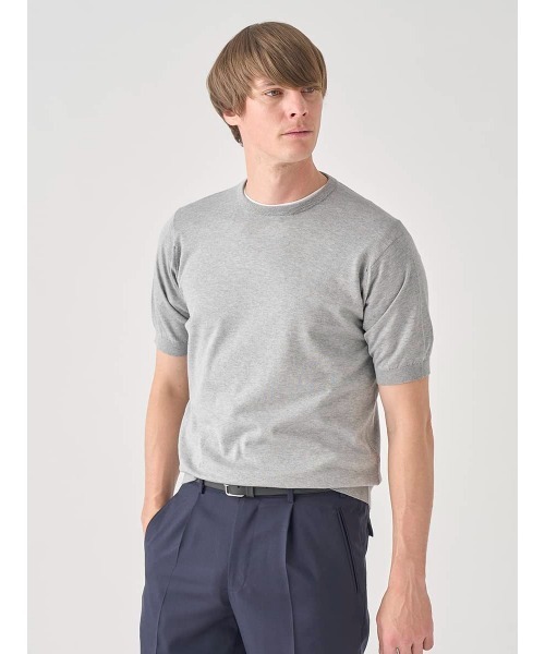 JOHN SMEDLEY(ジョンスメドレー)の「半袖コットンニットTシャツ(ニット/セーター・メンズ・グレー・XX-LARGE/L/XL/M/S)」の4枚目の写真