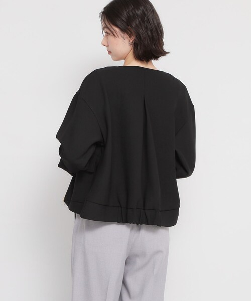 THE SHOP TK (ザ ショップ ティーケー )の「【オンオフ問わず活躍】ダンボールカルゼジャケット(ノーカラージャケット・レディース・ライトベージュ/ブラック・13/12)」の11枚目の写真