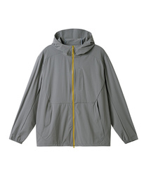 BUTTON SEOUL（ボタンソウル）の「ブリムフードツーウェイジップアップウーブンストレッチウィンドブレイカージャケット（5 COLORS）（ナイロンジャケット）」