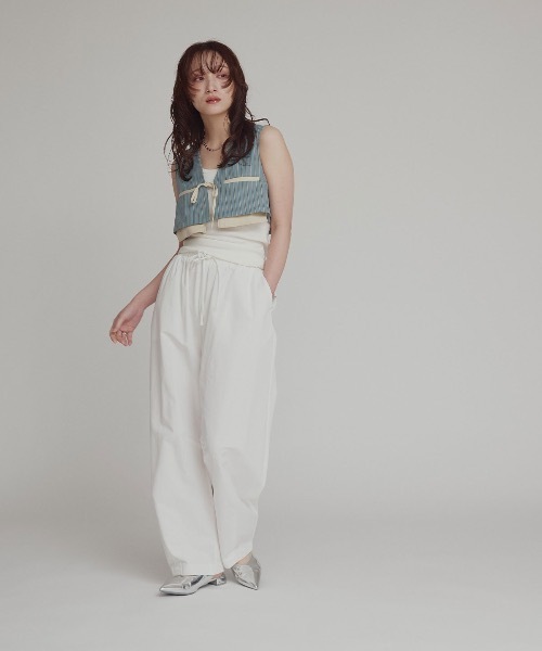 W:Huku(フーク)の「【W:Huku / スムースタッチコットン】バレルレッグ イージーパンツ / Smooth Touch Cotton Easy Pants(その他パンツ・レディース・ベージュ系その他/ブラック/オフホワイト・FREE)」の7枚目の写真