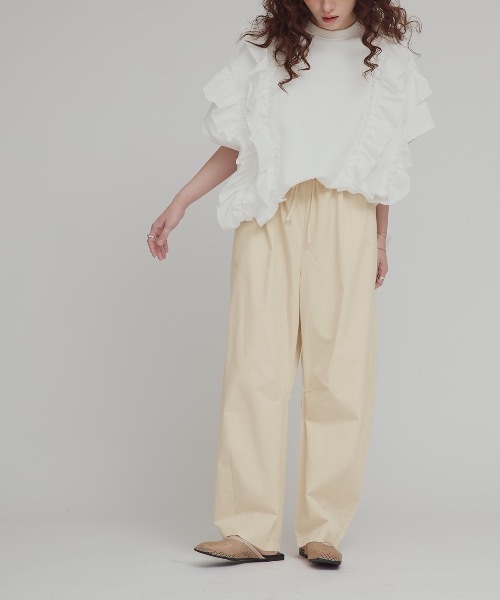 W:Huku(フーク)の「【W:Huku / スムースタッチコットン】バレルレッグ イージーパンツ / Smooth Touch Cotton Easy Pants(その他パンツ・レディース・ベージュ系その他/ブラック/オフホワイト・FREE)」の8枚目の写真