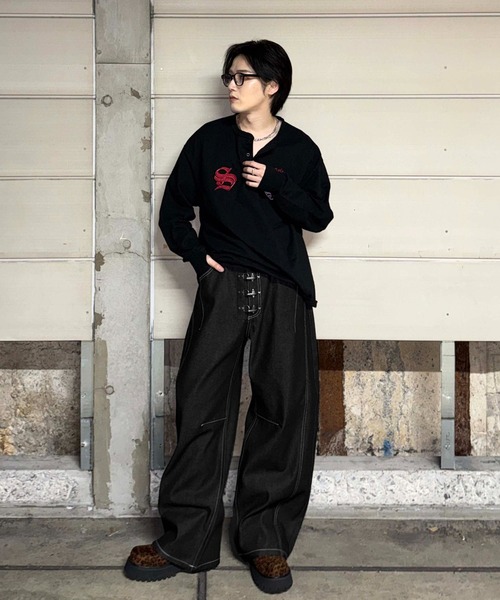 sedacle(セダクル)の「ラメ刺繍ユニオンヘンリースラブロンT(Tシャツ/カットソー・メンズ・ブラック/オフホワイト・SMALL/MEDIUM/LARGE)」の19枚目の写真