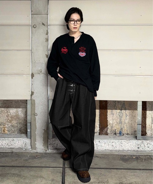 sedacle(セダクル)の「ラメ刺繍ユニオンヘンリースラブロンT(Tシャツ/カットソー・メンズ・ブラック/オフホワイト・SMALL/MEDIUM/LARGE)」の20枚目の写真