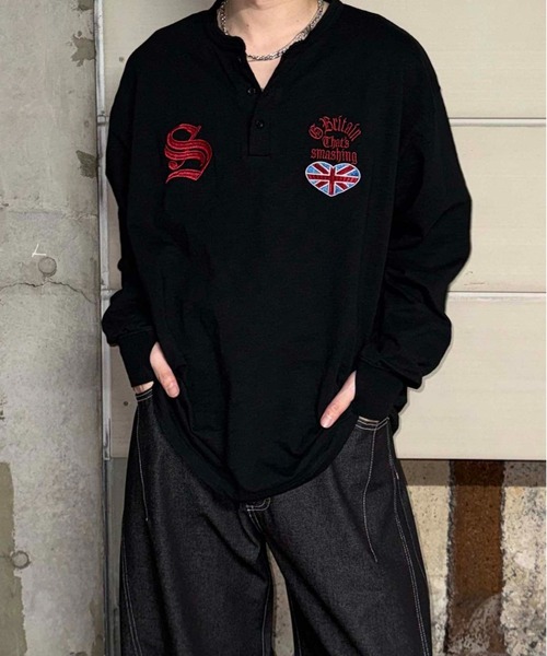 sedacle(セダクル)の「ラメ刺繍ユニオンヘンリースラブロンT(Tシャツ/カットソー・メンズ・ブラック/オフホワイト・SMALL/MEDIUM/LARGE)」の15枚目の写真