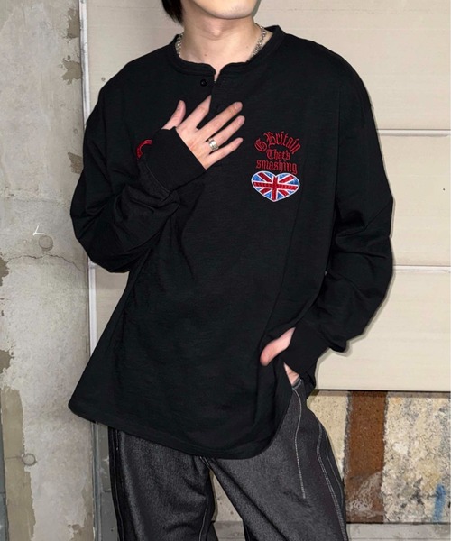 sedacle(セダクル)の「ラメ刺繍ユニオンヘンリースラブロンT(Tシャツ/カットソー・メンズ・ブラック/オフホワイト・SMALL/MEDIUM/LARGE)」の16枚目の写真