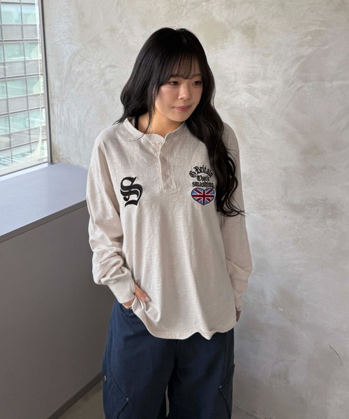 sedacle(セダクル)の「ラメ刺繍ユニオンヘンリースラブロンT(Tシャツ/カットソー・メンズ・ブラック/オフホワイト・SMALL/MEDIUM/LARGE)」の4枚目の写真