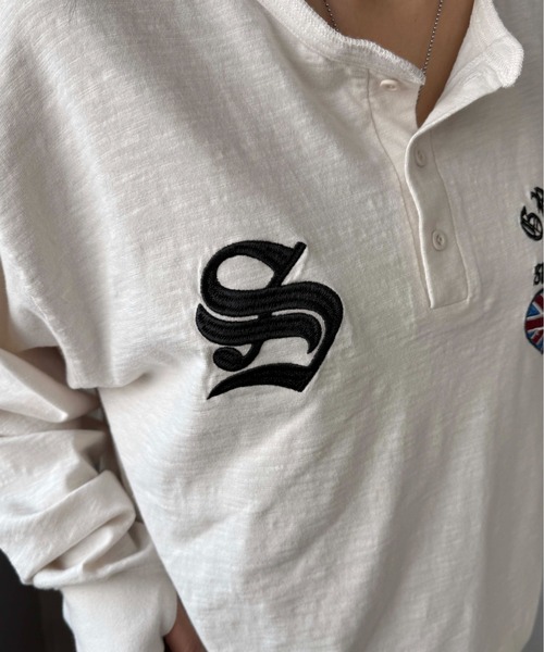 sedacle(セダクル)の「ラメ刺繍ユニオンヘンリースラブロンT(Tシャツ/カットソー・メンズ・ブラック/オフホワイト・SMALL/MEDIUM/LARGE)」の8枚目の写真