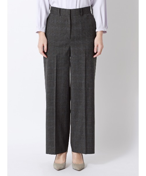 SUIT SQUARE（スーツスクエア）の「ワイドパンツ ウォッシャブル ストレッチ WOOLISH グレンチェック（スラックス・レディース・グレー・36(7号)/40(11号)/38(9号)）」の3枚目の写真