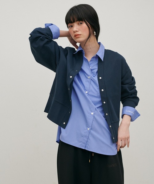 LARUTA(ラルータ)の「【LARUTA】ドット釦スキッパーカーディガン(カーディガン/ボレロ・レディース・グリーン系その他/ネイビー/オフホワイト/ブラック・FREE)」の1枚目の写真