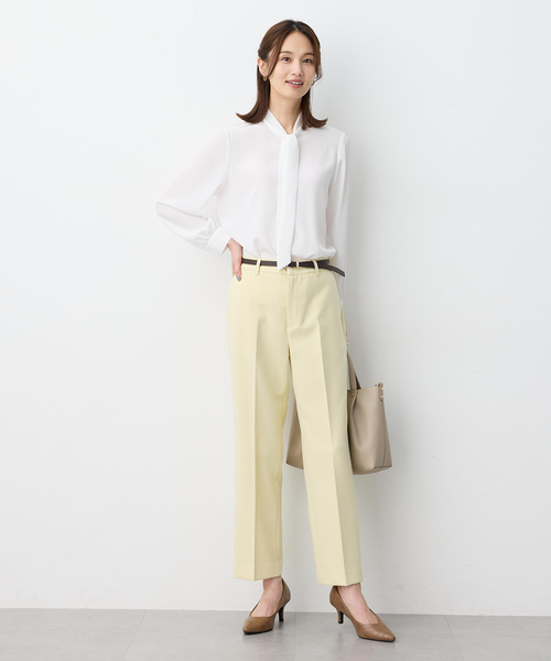 A/C DESIGN BY ALPHA CUBIC（エーシーデザインバイアルファキュービック）の「【美モーション】ストレッチテーパードパンツ【ウエストゴム・シワになりにくい・大きいサイズあり】（その他パンツ・レディース・ベージュ/イエロー/ネイビー・61/64/67/70/73/76）」の9枚目の写真