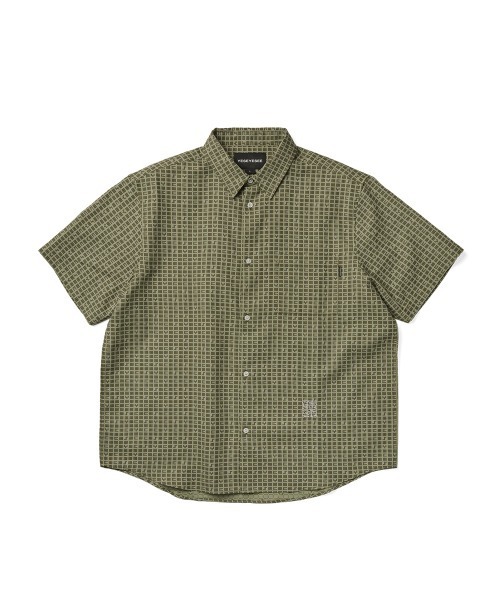YESEYESEE（イエスアイシー）の「Y.E.S Font Plaid Half Shirt（シャツ/ブラウス・メンズ・ネイビー/グリーン・S/M/L/XL）」の2枚目の写真
