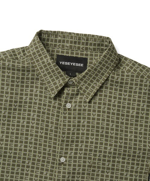 YESEYESEE（イエスアイシー）の「Y.E.S Font Plaid Half Shirt（シャツ/ブラウス・メンズ・ネイビー/グリーン・S/M/L/XL）」の6枚目の写真
