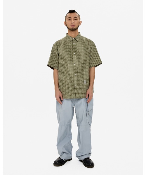YESEYESEE（イエスアイシー）の「Y.E.S Font Plaid Half Shirt（シャツ/ブラウス・メンズ・ネイビー/グリーン・S/M/L/XL）」の8枚目の写真