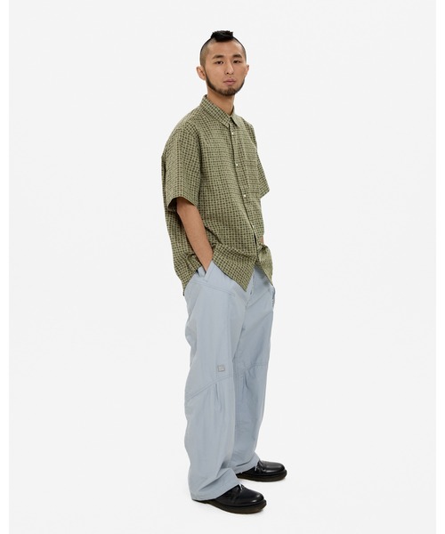 YESEYESEE（イエスアイシー）の「Y.E.S Font Plaid Half Shirt（シャツ/ブラウス・メンズ・ネイビー/グリーン・S/M/L/XL）」の10枚目の写真