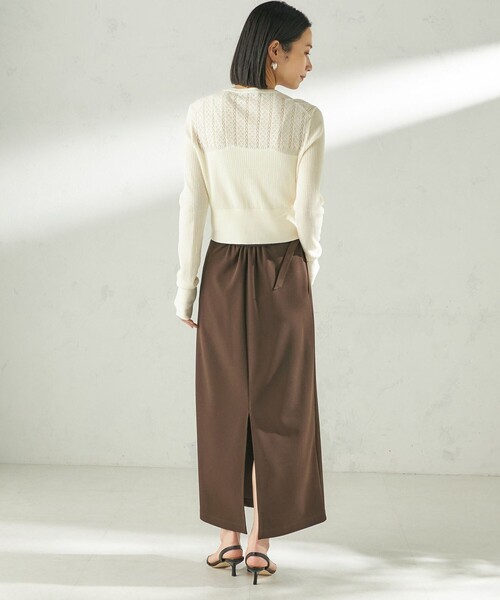 SHIPS（シップス）の「堀田茜×SHIPS:〈手洗い可能〉アイレット ニット カーディガン（カーディガン/ボレロ・レディース・ライトブルー/ブラック/オフホワイト・ONE SIZE）」の6枚目の写真