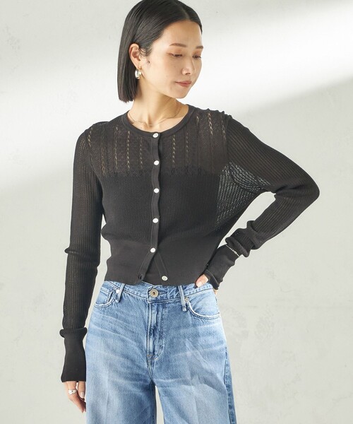 SHIPS（シップス）の「堀田茜×SHIPS:〈手洗い可能〉アイレット ニット カーディガン（カーディガン/ボレロ・レディース・ライトブルー/ブラック/オフホワイト・ONE SIZE）」の21枚目の写真
