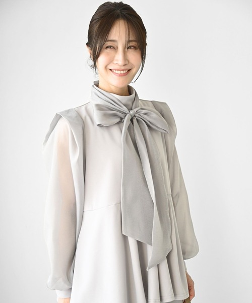 Ehre style（エーレスタイル）の「シフォンボウタイ 目を惹く 式典ブラウス（シャツ/ブラウス・レディース・ブラック/グレー・FREE）」の14枚目の写真
