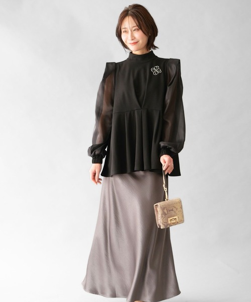 Ehre style（エーレスタイル）の「シフォンボウタイ 目を惹く 式典ブラウス（シャツ/ブラウス・レディース・ブラック/グレー・FREE）」の15枚目の写真
