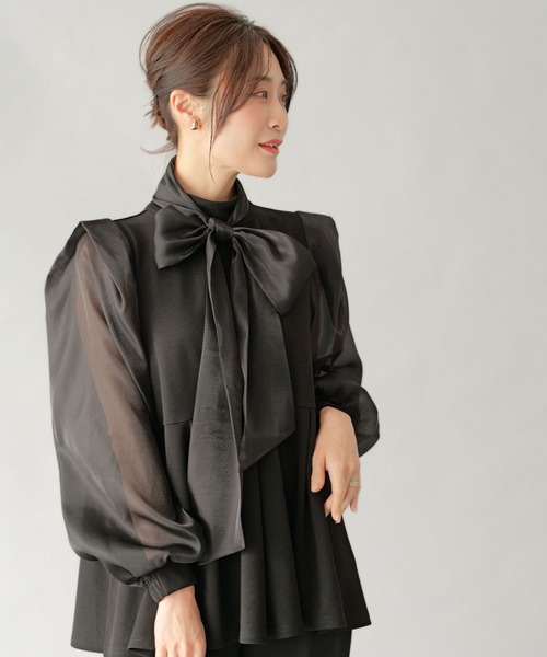 Ehre style（エーレスタイル）の「シフォンボウタイ 目を惹く 式典ブラウス（シャツ/ブラウス・レディース・ブラック/グレー・FREE）」の16枚目の写真