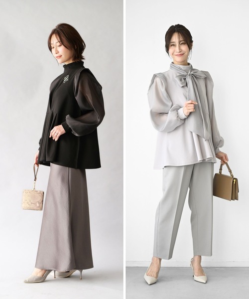 Ehre style（エーレスタイル）の「シフォンボウタイ 目を惹く 式典ブラウス（シャツ/ブラウス・レディース・ブラック/グレー・FREE）」の19枚目の写真