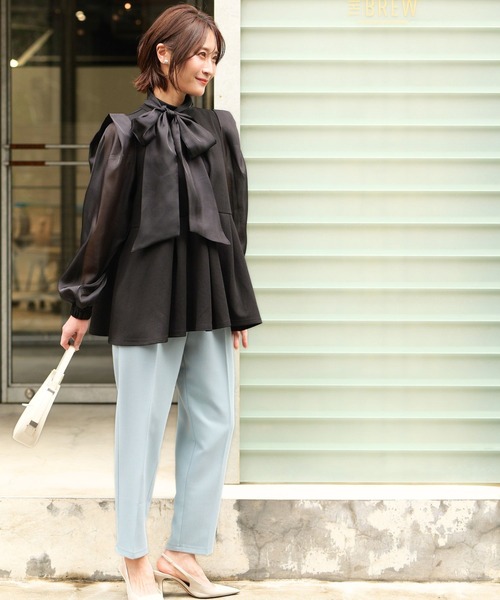 Ehre style（エーレスタイル）の「シフォンボウタイ 目を惹く 式典ブラウス（シャツ/ブラウス・レディース・ブラック/グレー・FREE）」の22枚目の写真