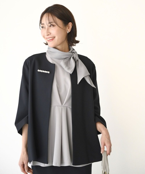 Ehre style（エーレスタイル）の「シフォンボウタイ 目を惹く 式典ブラウス（シャツ/ブラウス・レディース・ブラック/グレー・FREE）」の3枚目の写真