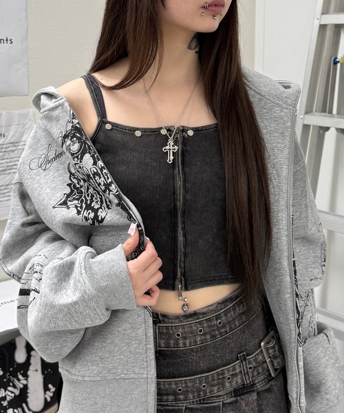 Figments（フィグメンツ）の「スタッズジップキャミ（キャミソール・レディース・スミクロ・FREE）」の3枚目の写真